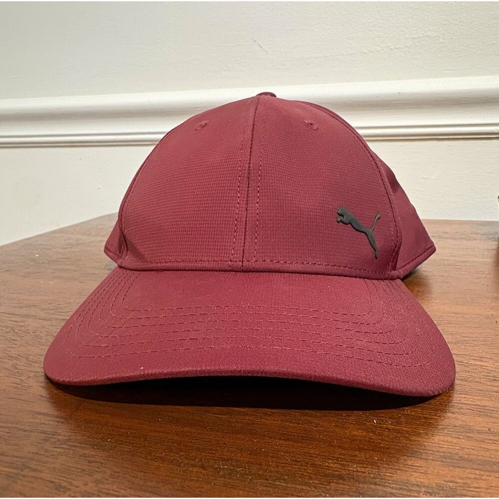 PUMA Burgundy Stretch Fit Baseball Cap Hat Men’s One Size Solid Sports